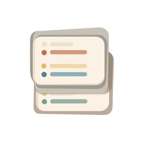 Illustration of a square with rounded corners containing colorful horizontal bars on a white background