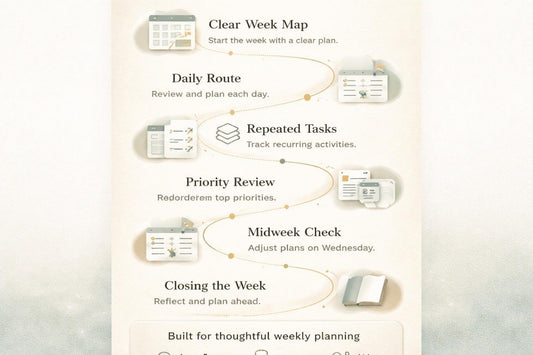 Weekly planning infographic with steps for a clear week map.
